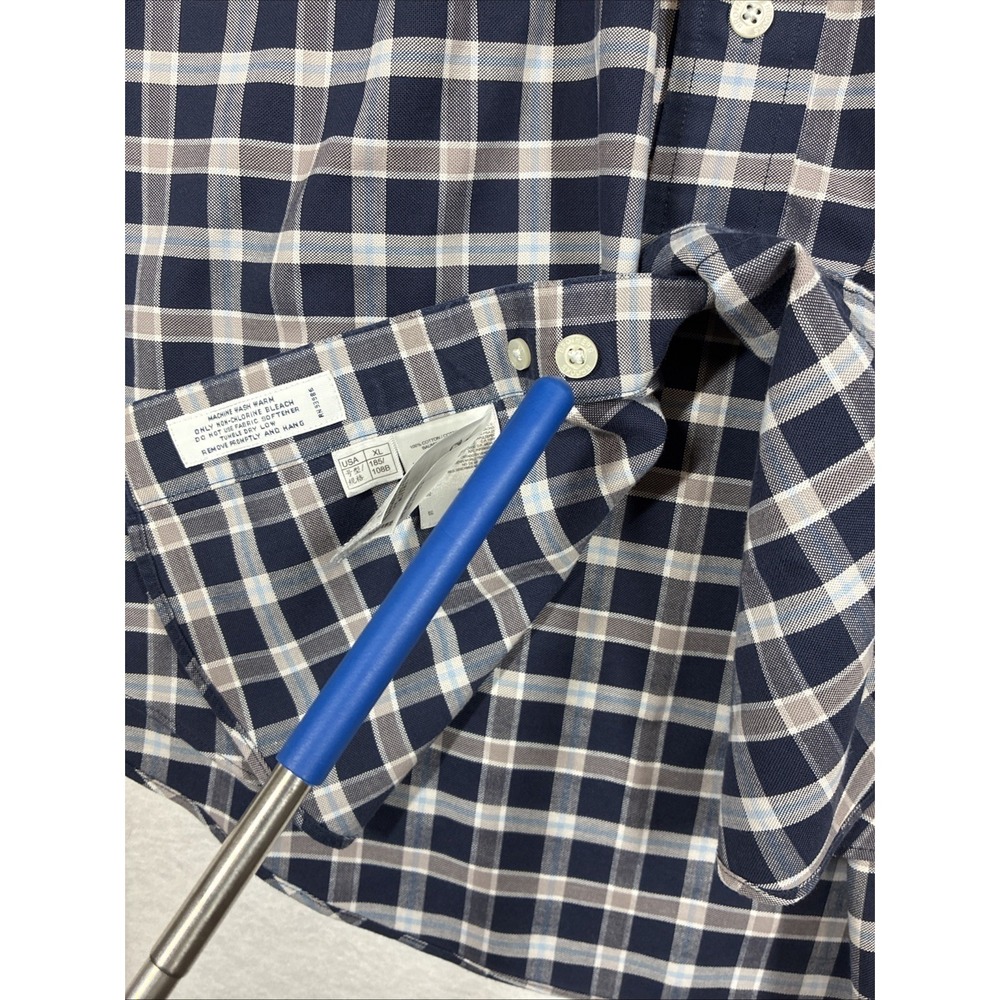 Brooks Brothers 1818 Non-Iron Slim Fit XL Blue Plaid L/S Men's Oxford Logo Check - Picture 14 of 14